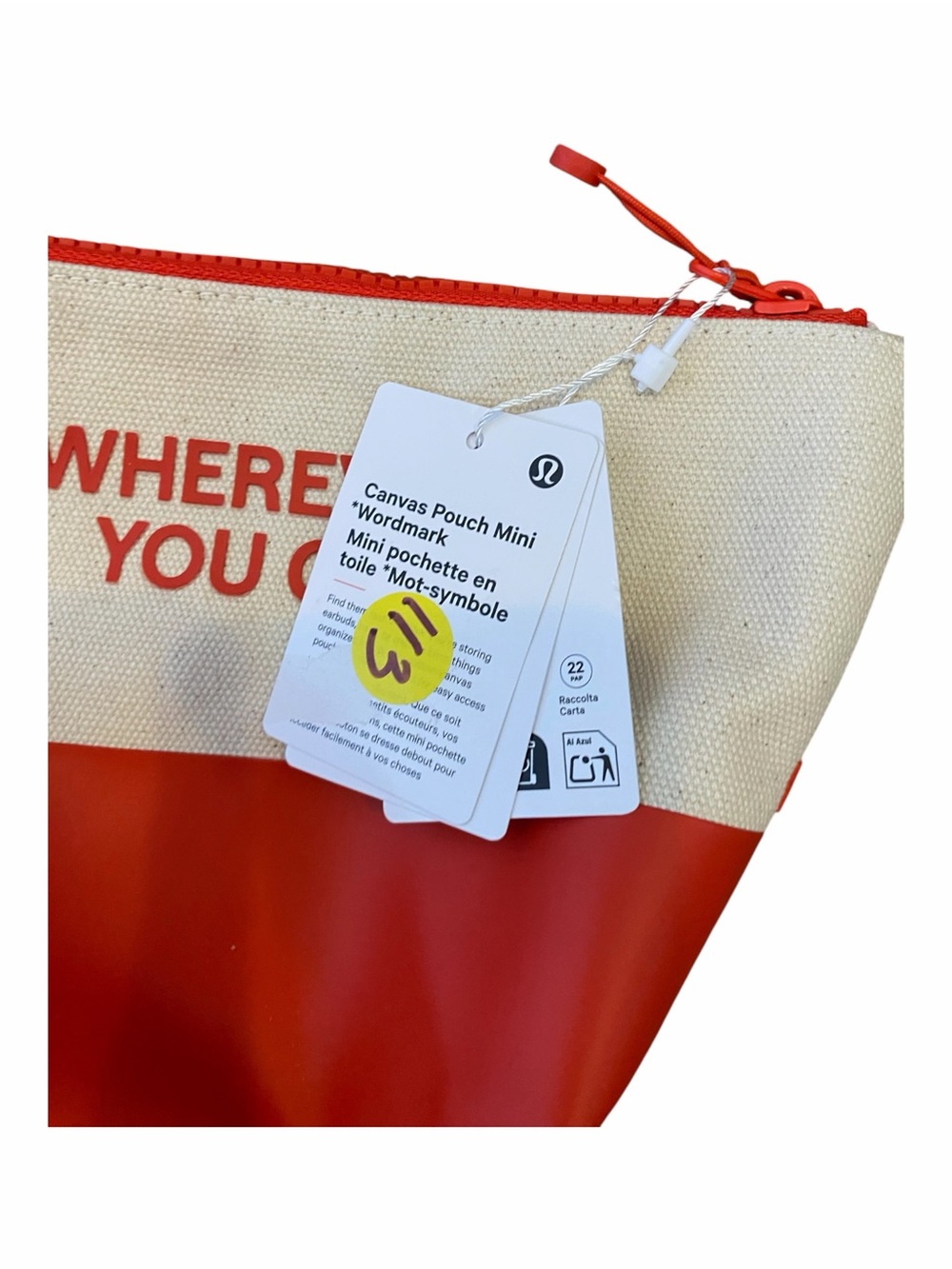 NWT Canvas Pouch Mini Word mark CHERRY EMBER O/S - Picture 3 of 3